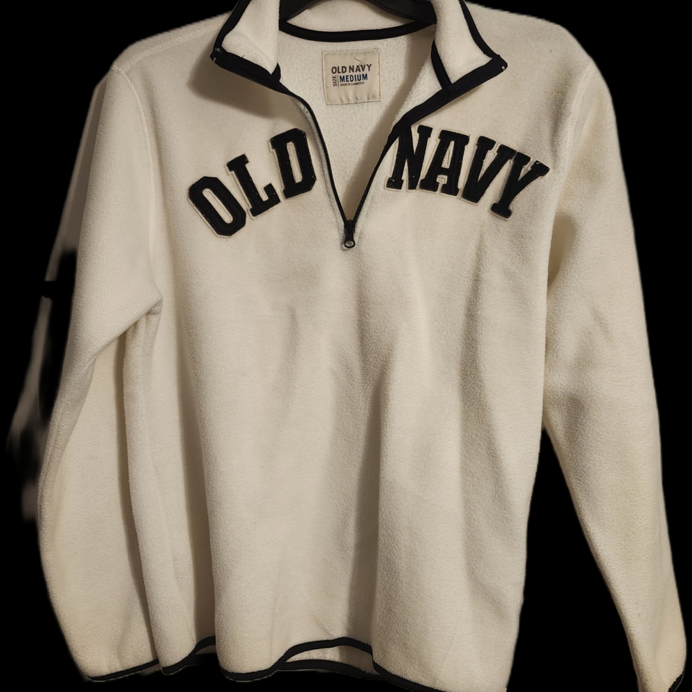 Old Navy White Fleece Pullover Size Medium